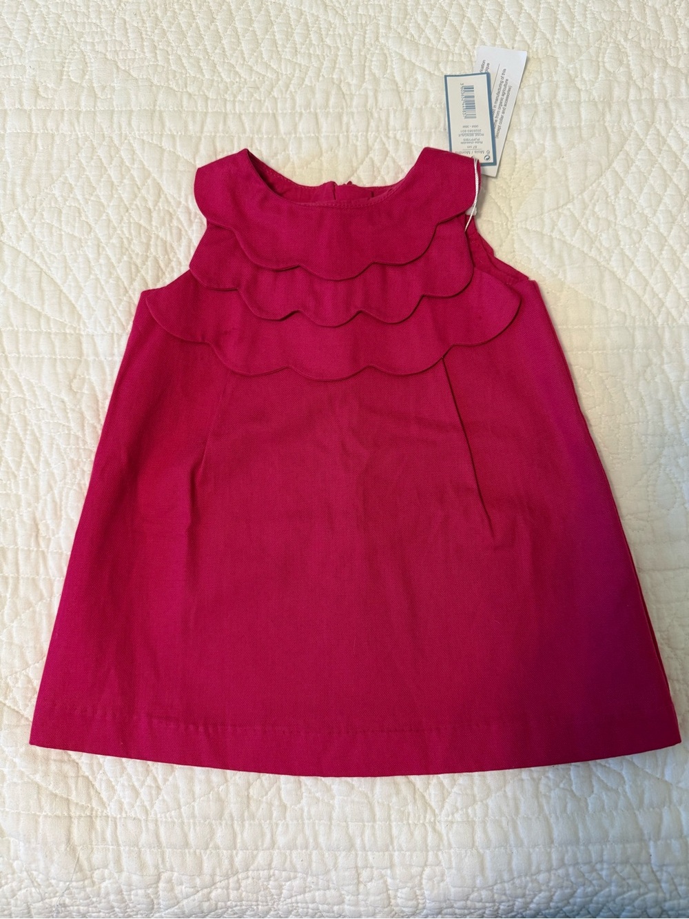 Jacadi Fuchsia Pink Layered Scallop Neck Dress 6 Months NWT